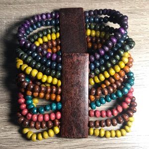 Wood bead bracelet